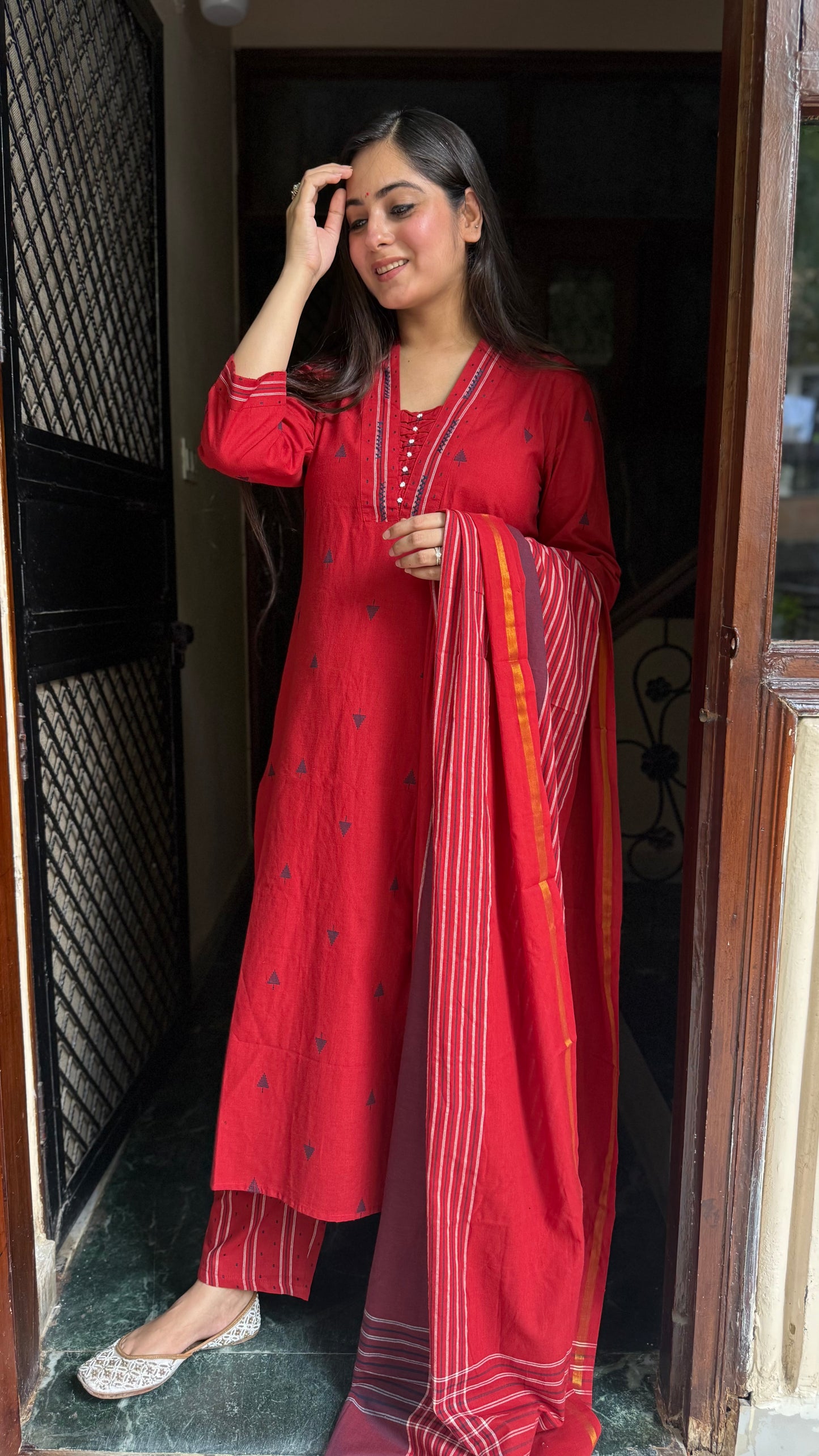 Neha Red Handloom Suit