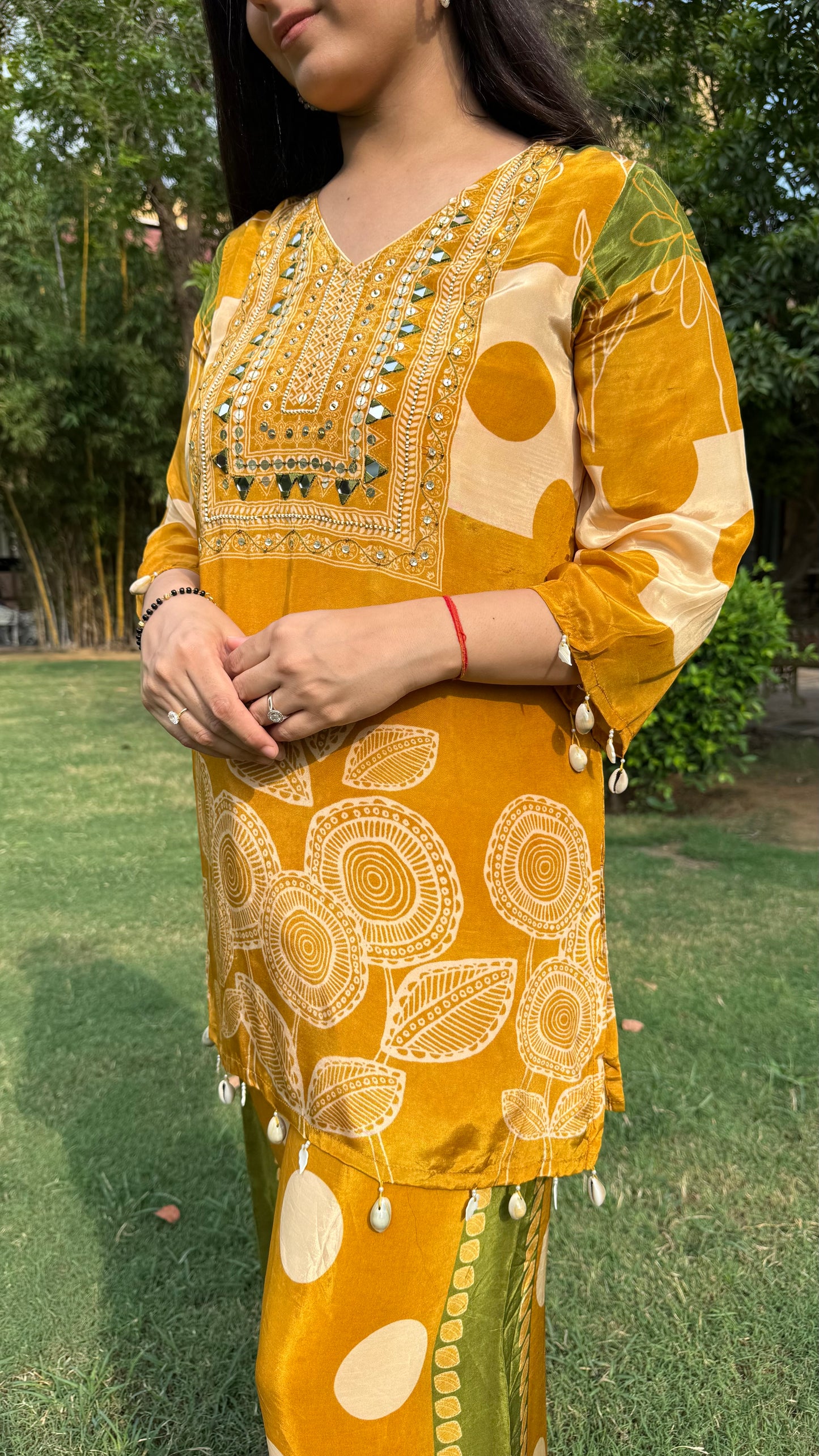 Mustard Crepe Co-ord Set