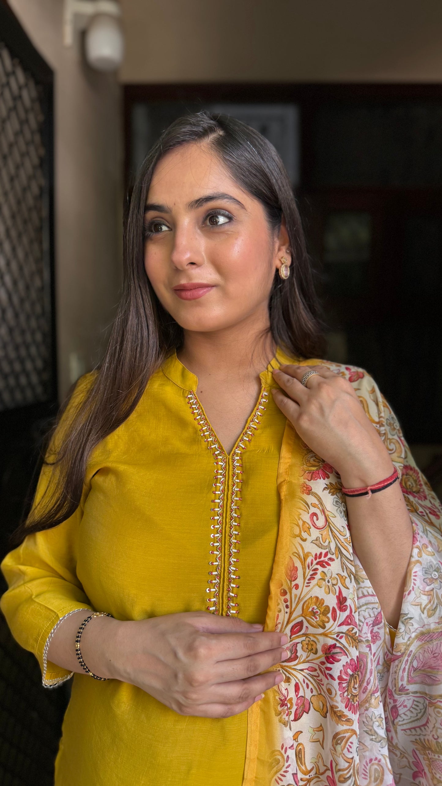 Manika Mustard Mul Chanderi Suit