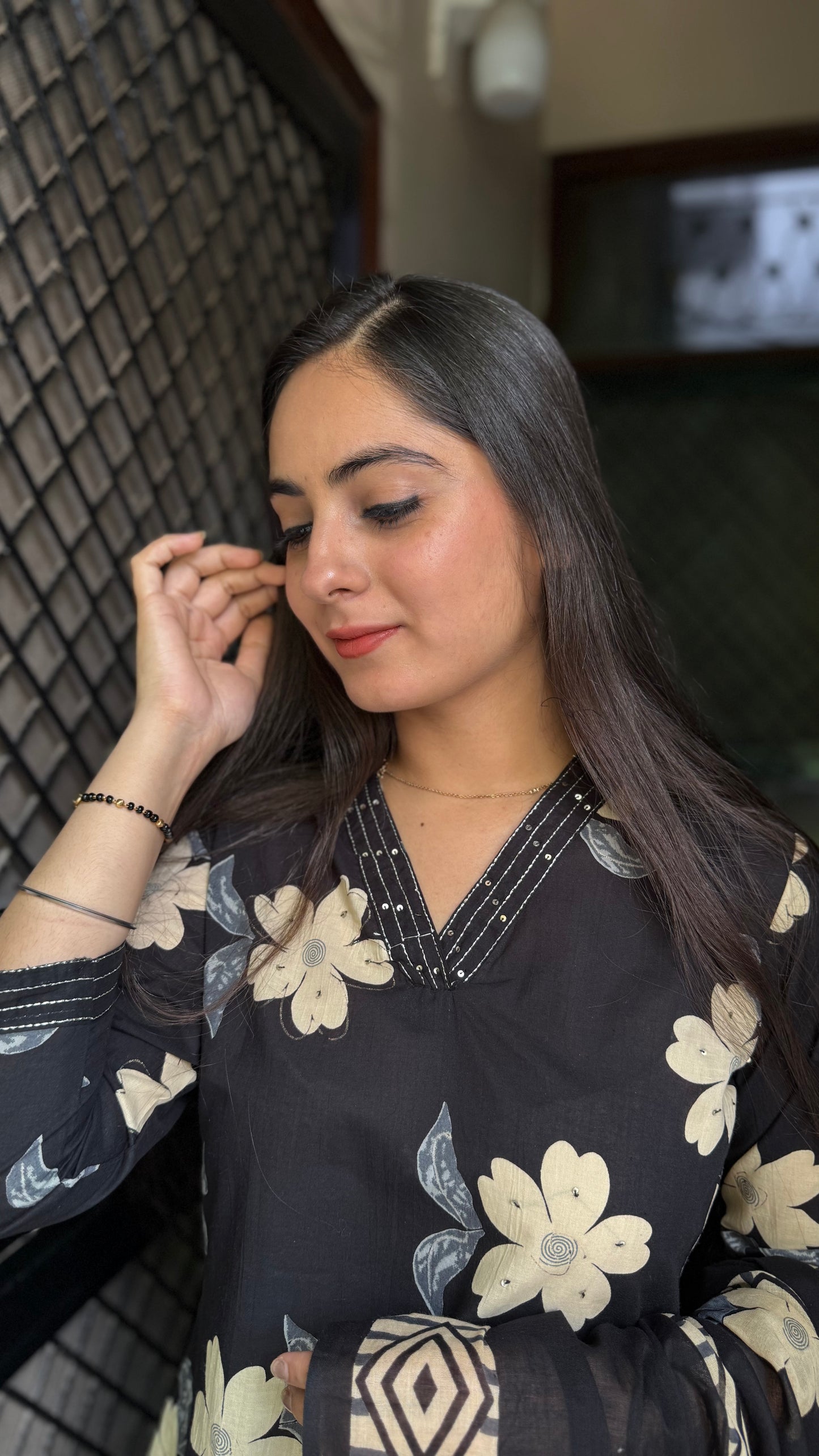 Kirti Black Floral Suit