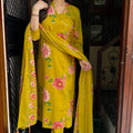 Shifa Mustard Green Suit