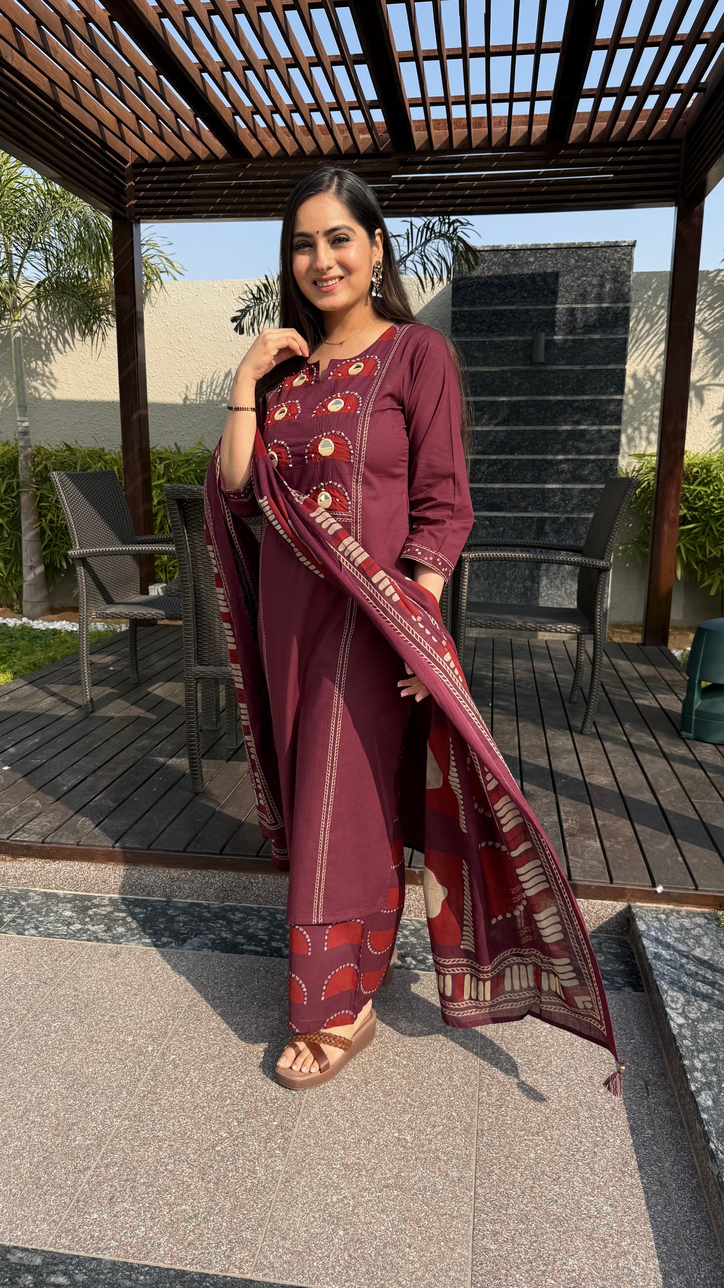 Diksha Wine Palazzo Suit