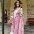 Pink Kalamkari Lace Suit Set