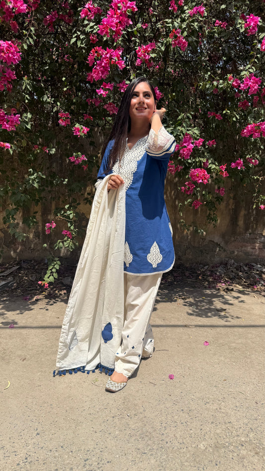 Noorani Blue Farshi Salwar Suit Set
