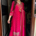 Rani Pink Crepe Embroidered Suit