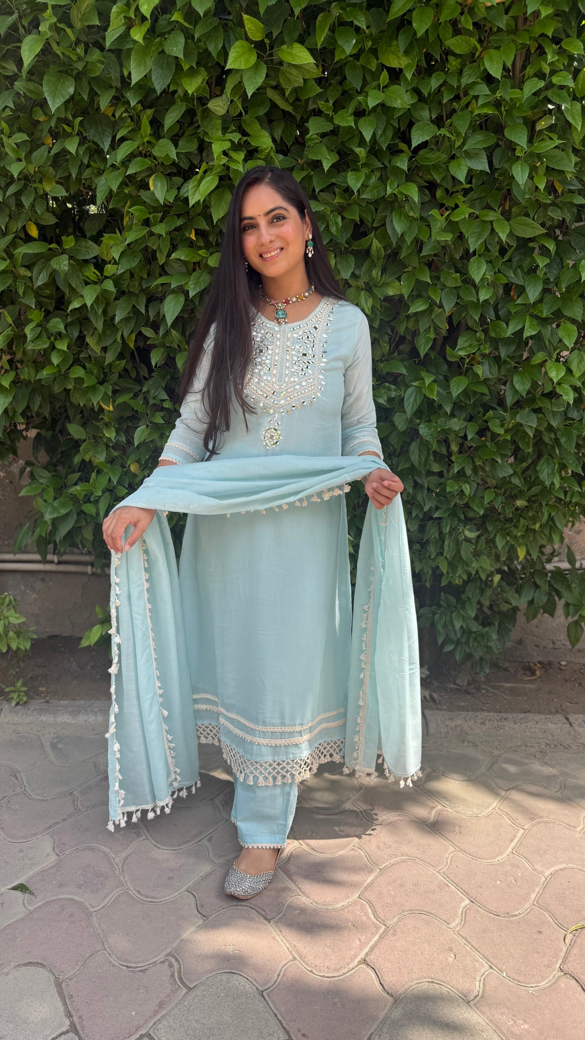 Aisha Sky Blue Mirror Suit