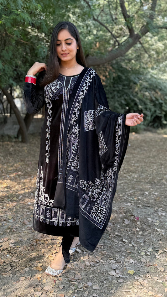 Rehmat Black Velvet Suit