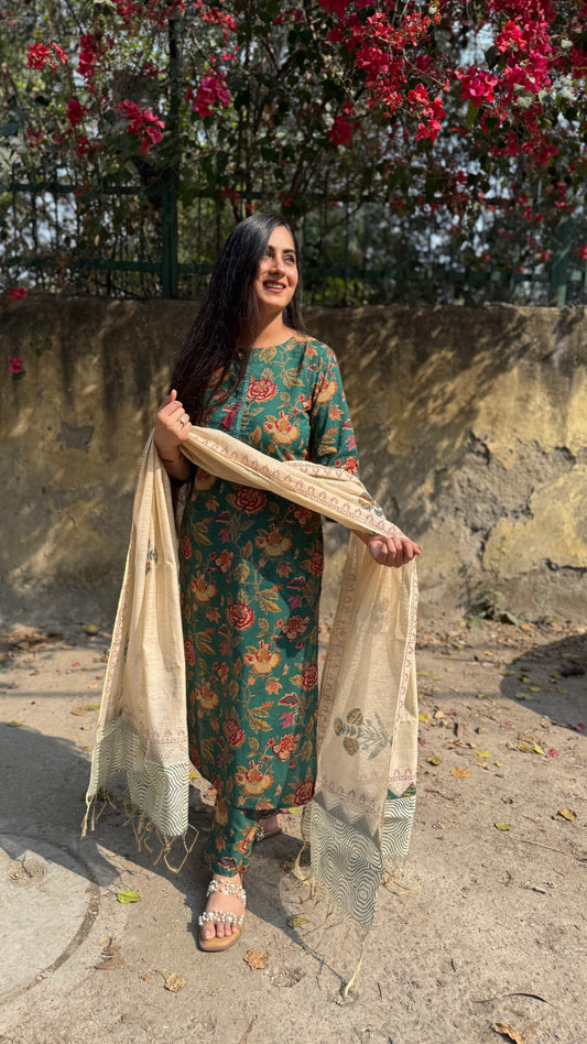 Kusum Green Cotton Suit