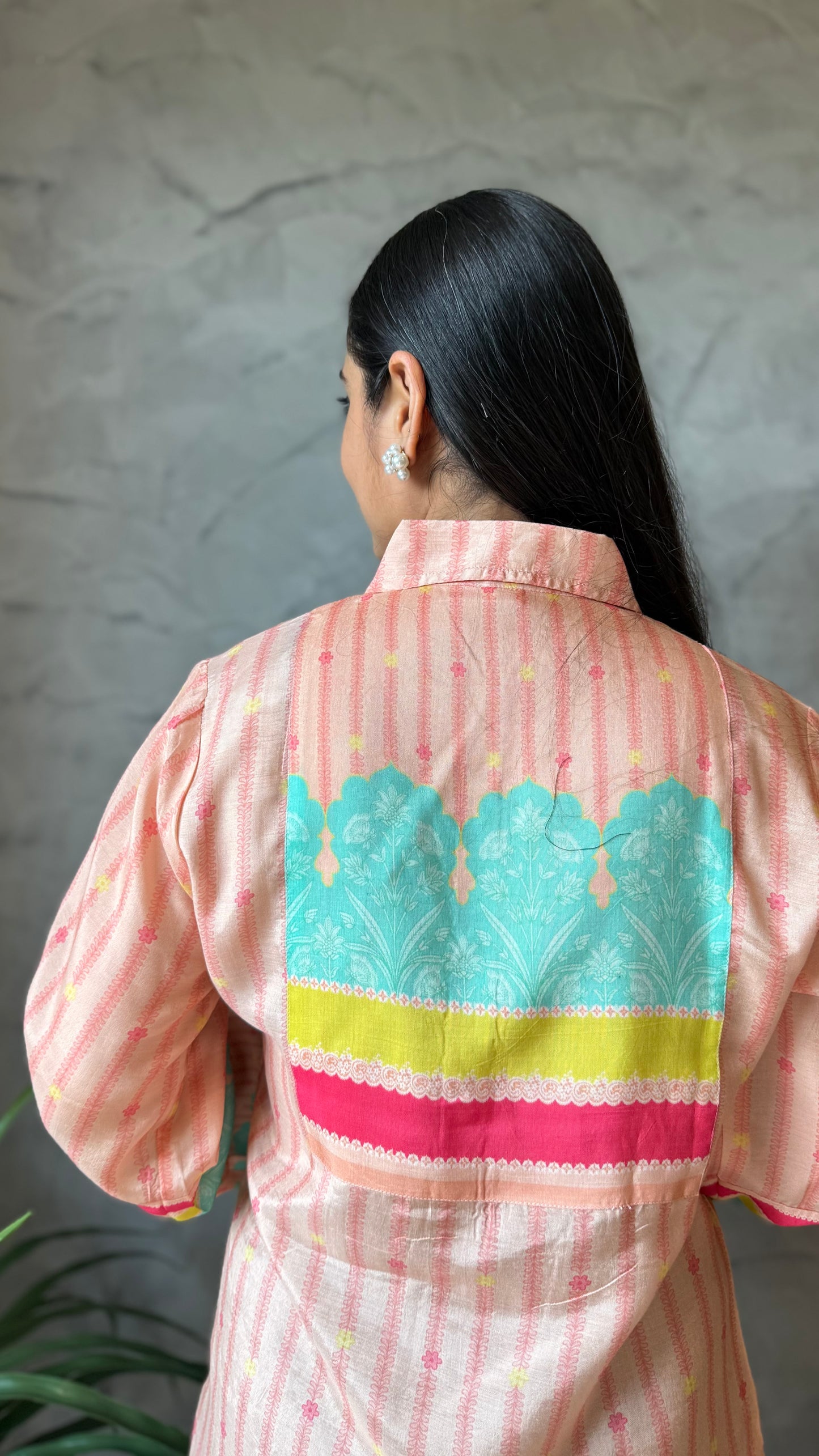 Peach Pastel Printed Shirt Top