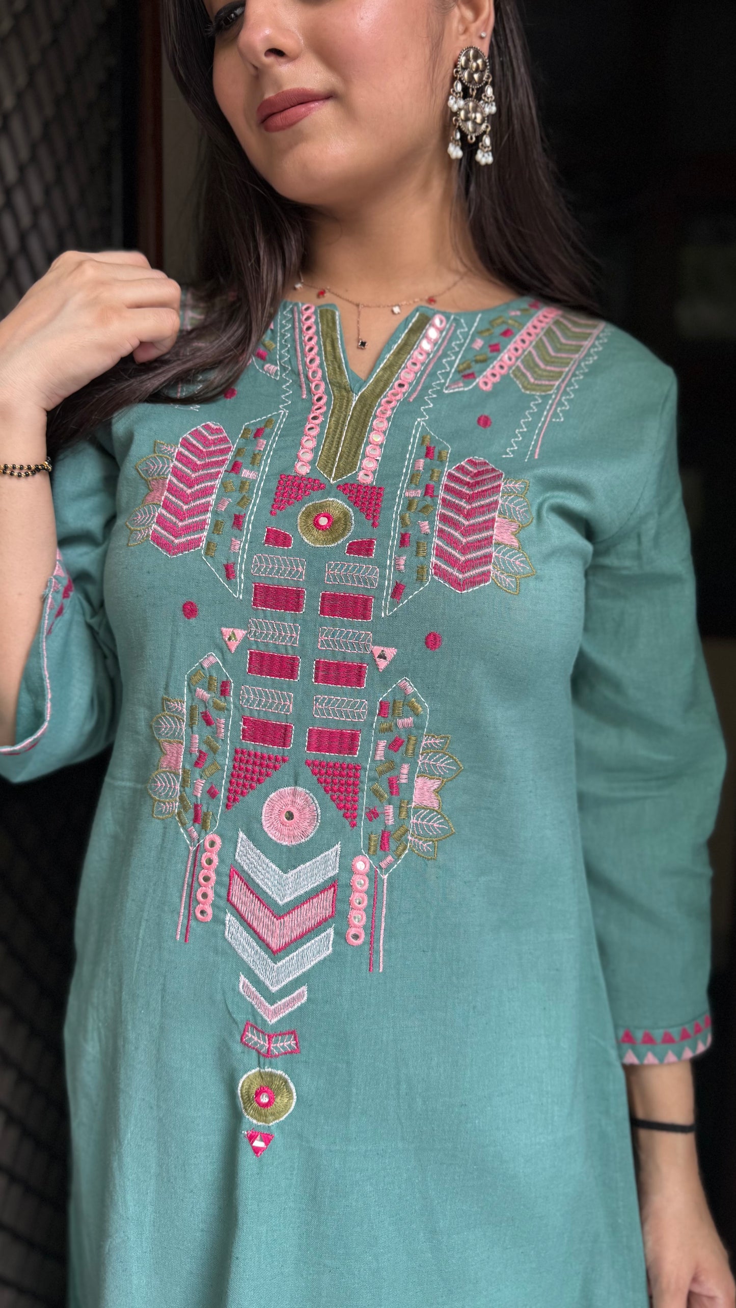 Reena Mint Green Embroidered Coord Set