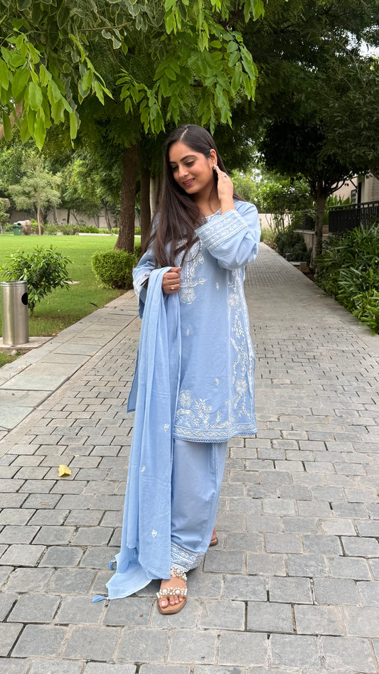 Zoya Powder Blue Farshi Suit
