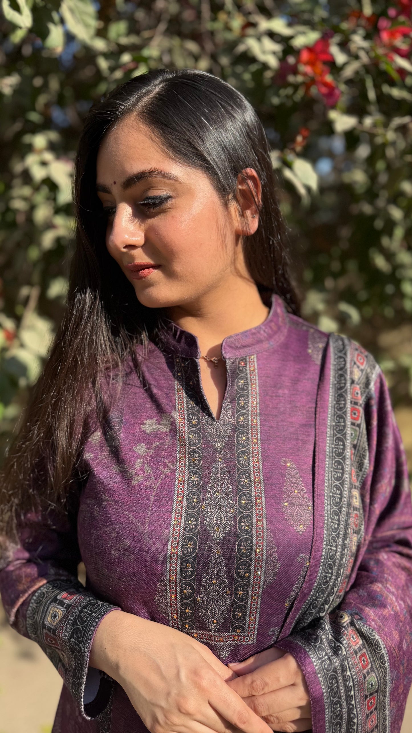 Aliya Purple Woollen Suit