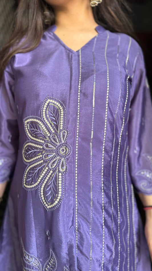 Mahira Purple Chinnon Coord Set