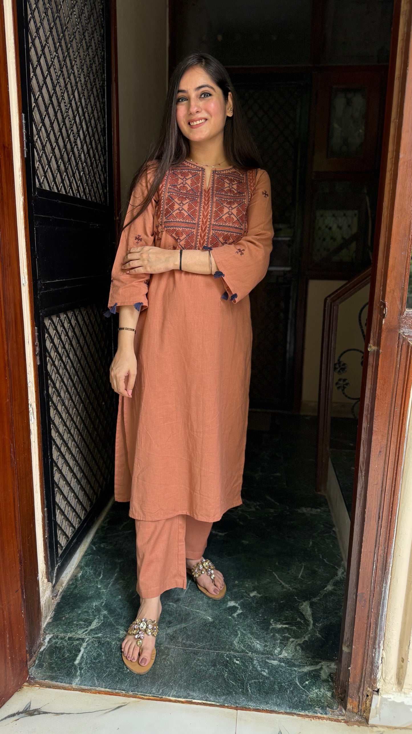 Niya Rust Embroidered Coord Set