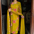 Shifa Mustard Green Suit