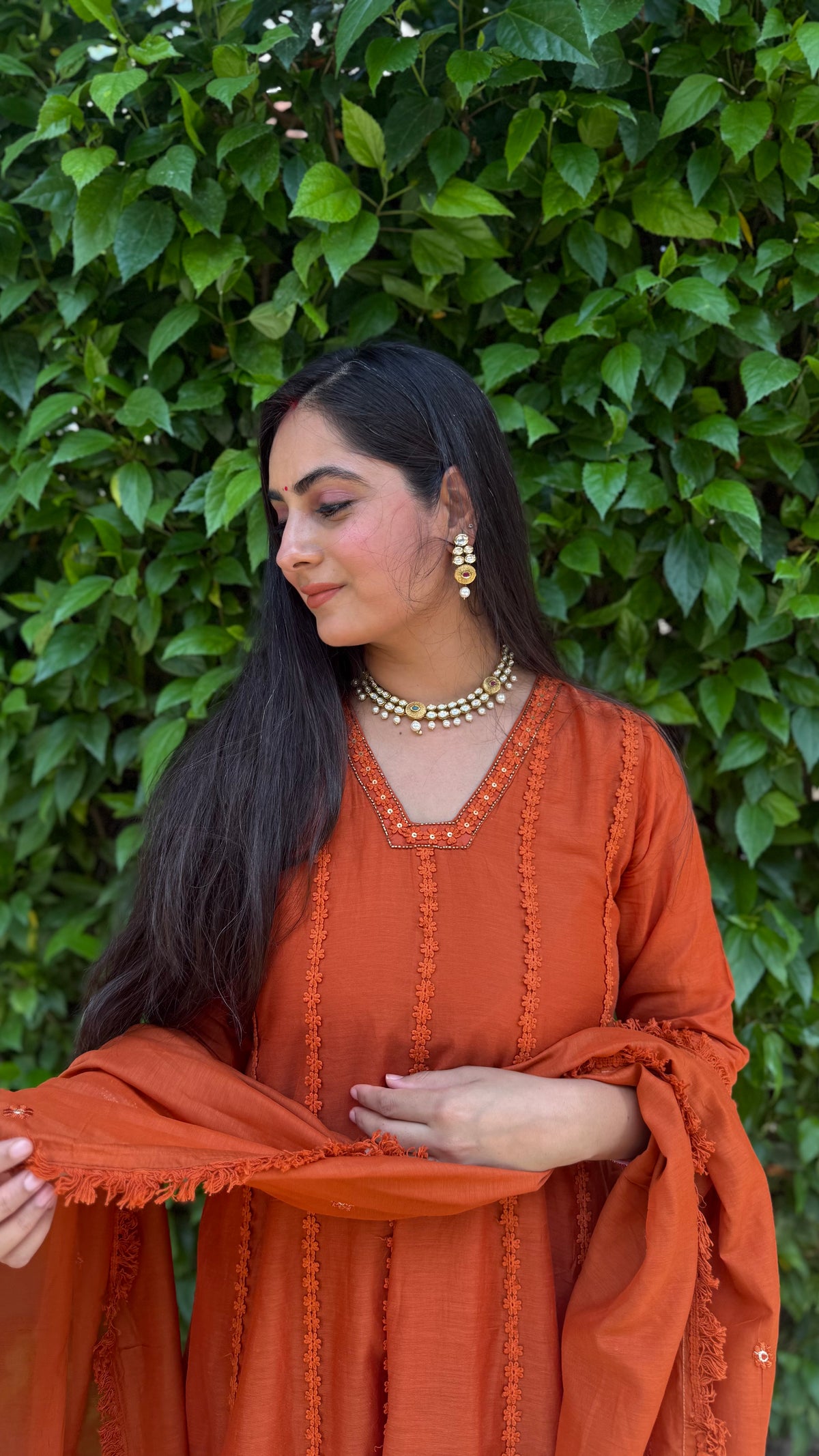 Nia Rust Orange Anarkali Suit