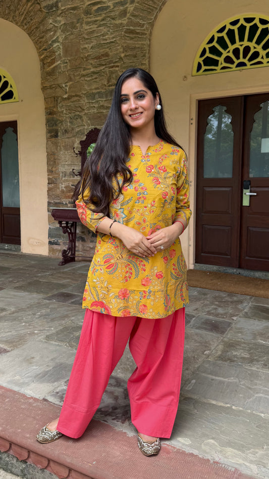 Kiara Mustard Floral Farshi Set