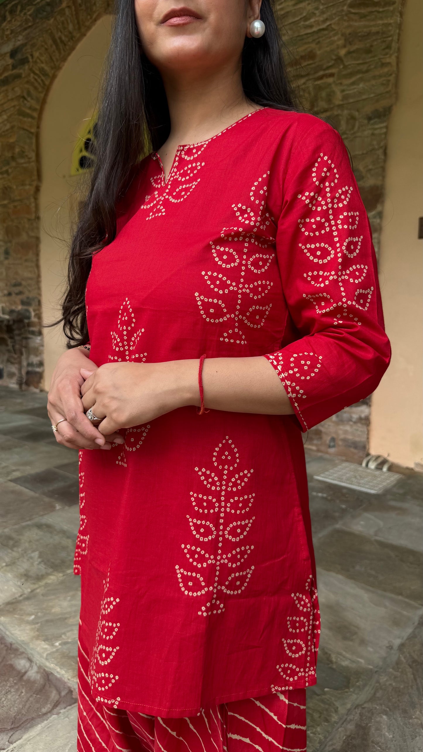 Meera Red Bandhej Farshi Set