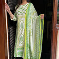 Meena Cream Green Cotton Suit