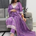 Latika Lilac Embroidered Suit