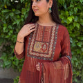 Reet Rust Patchwork Print Suit