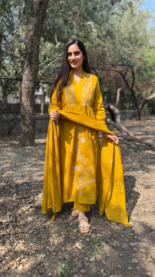 Priti Mustard A-Line Suit