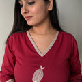 Shruti Maroon Cotton Suit