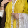Richa Yellow Cream Muslin Suit