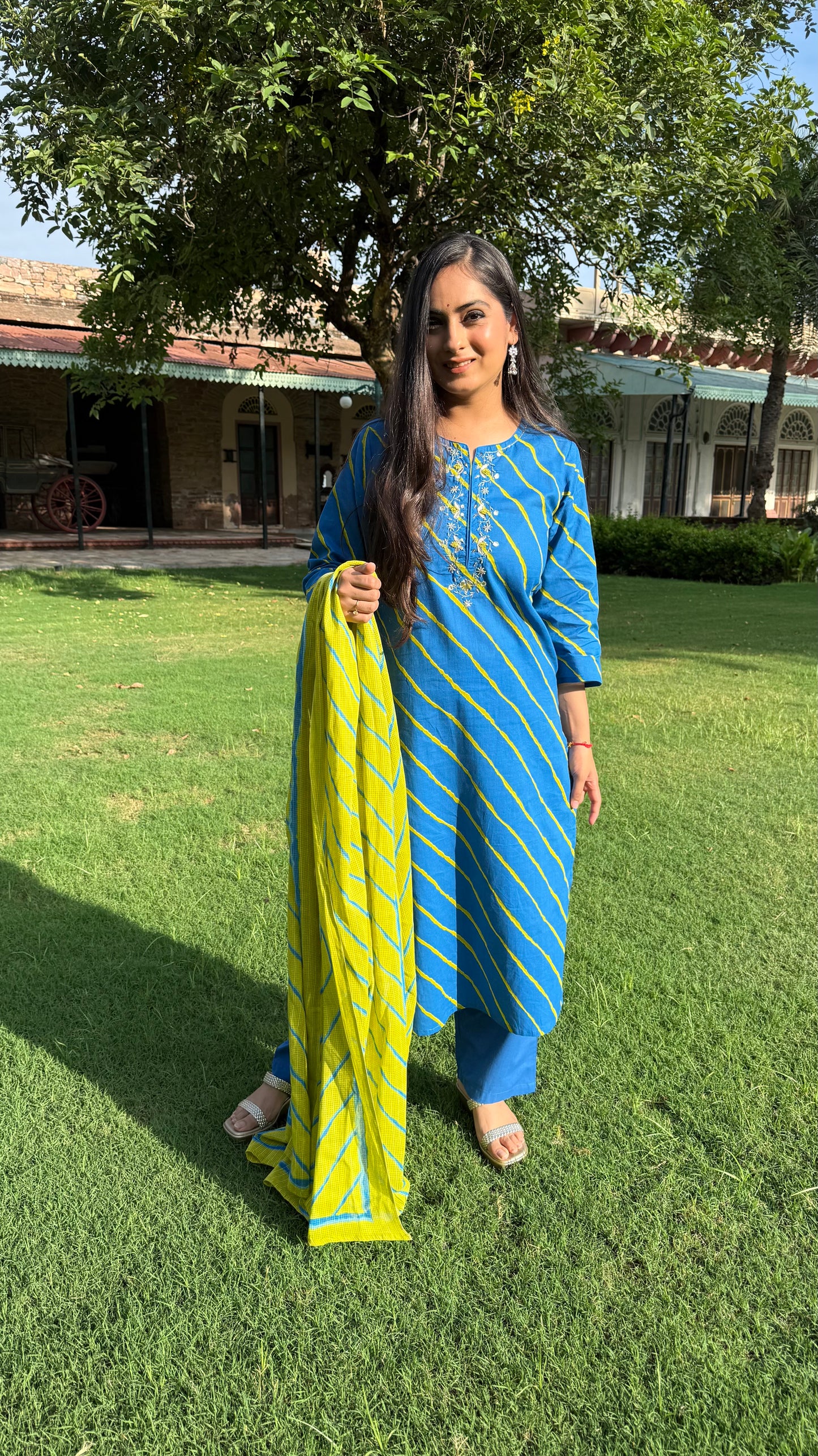 Priya Blue Leheriya Suit Set