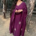 Isha Wine Mul Chanderi A-Line Suit