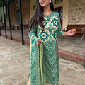 Naina Green Mirror Stripes Suit