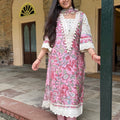 Pink Kalamkari Lace Suit Set