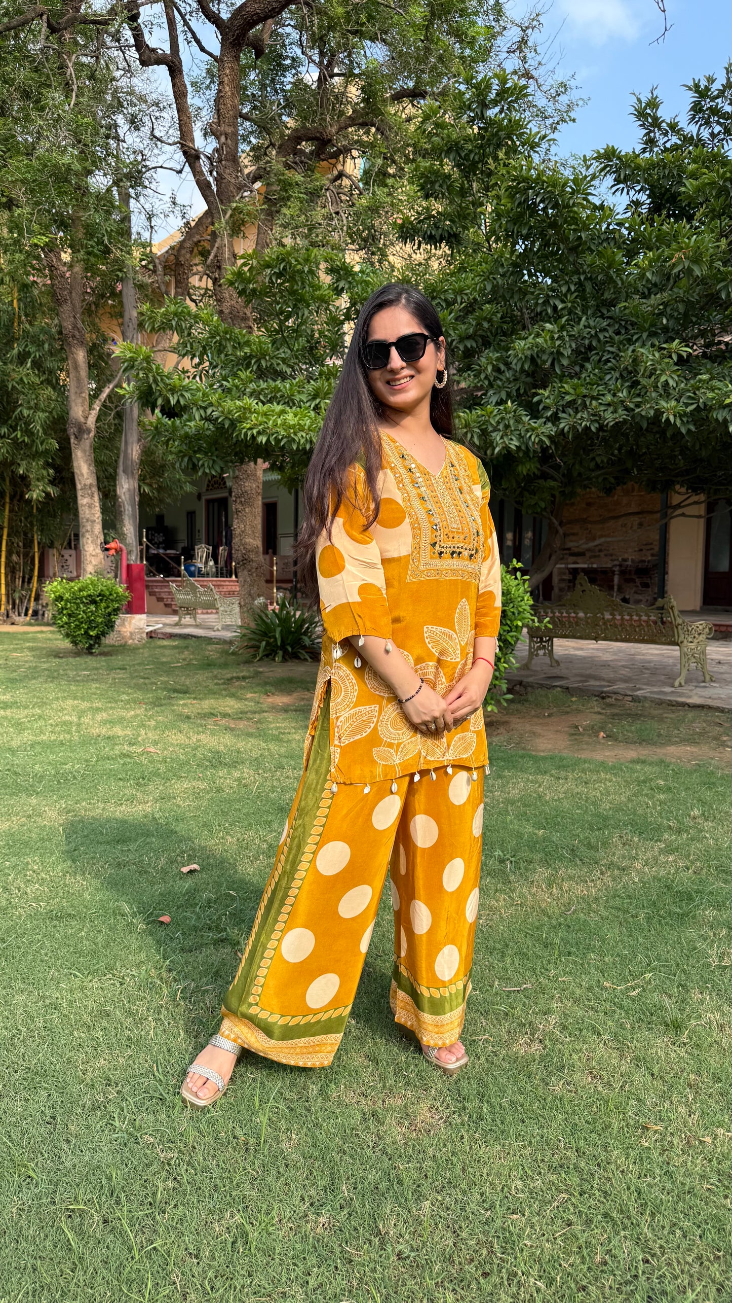 Mustard Crepe Co-ord Set