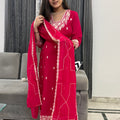 Latika Ruby Red Embroidered Suit