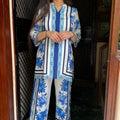 Shivani White Blue Muslin Coord Set