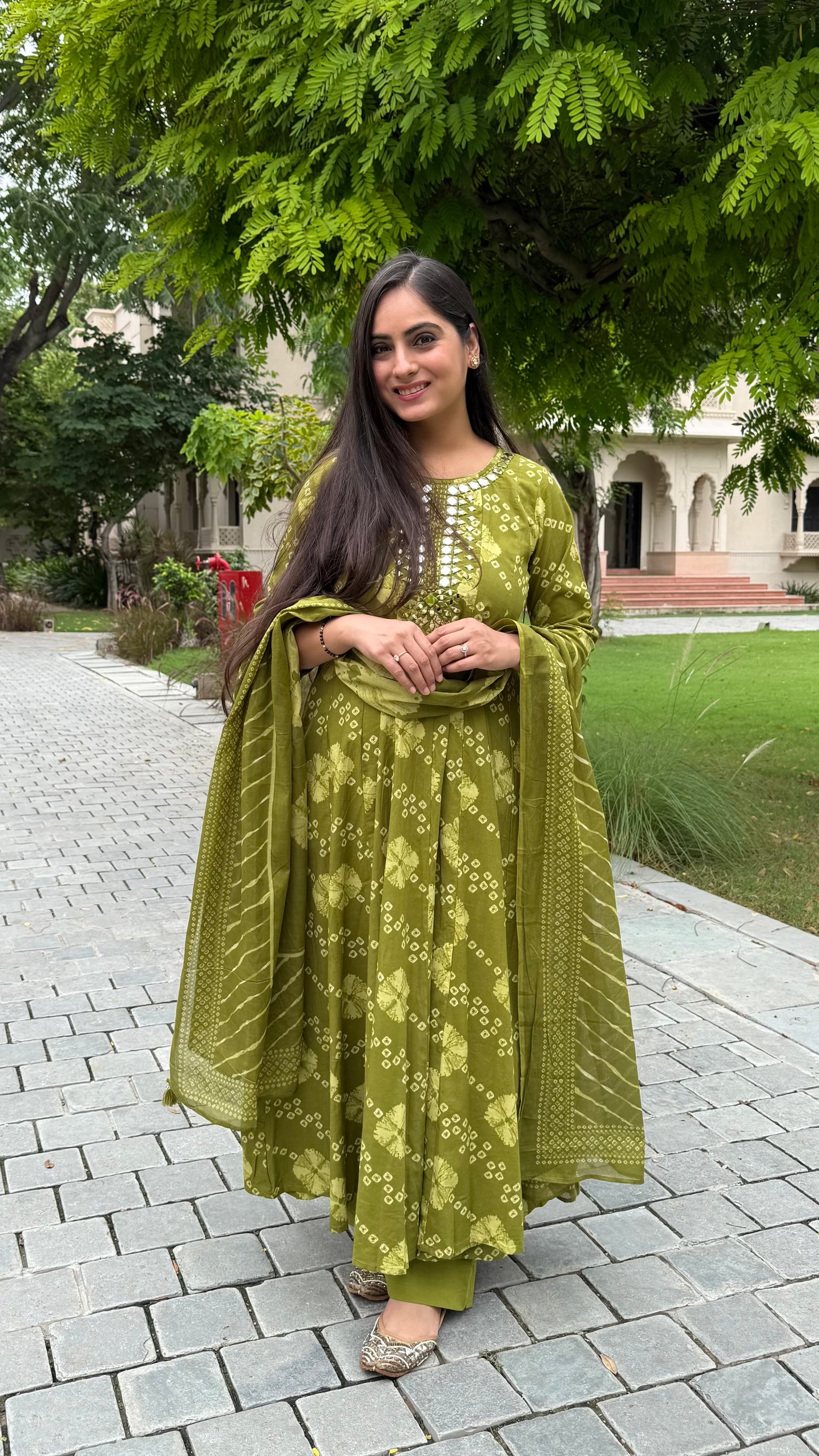Kavya Green Shibori Anarkali Suit