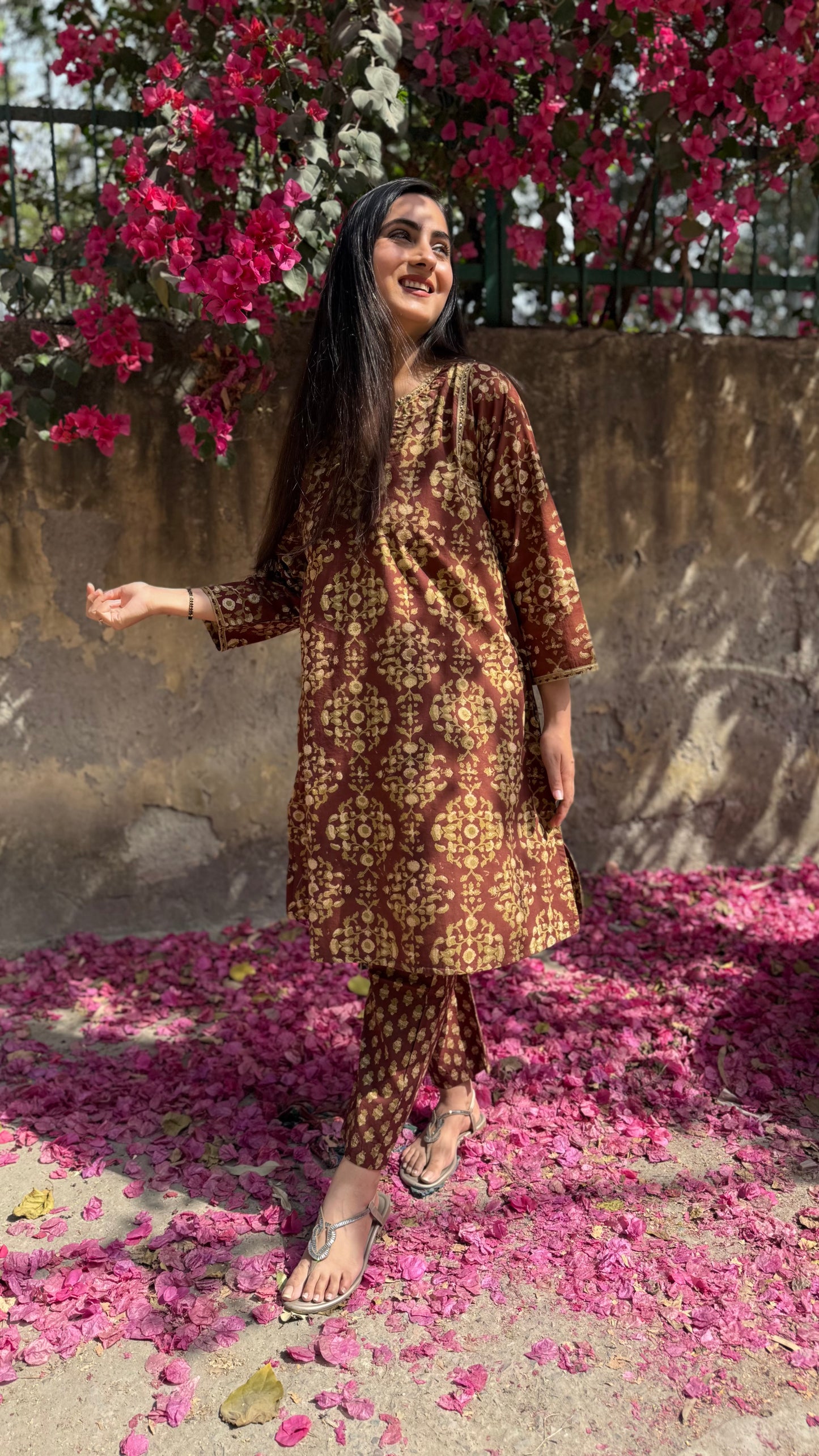 Sehar Brown Block Coord Set