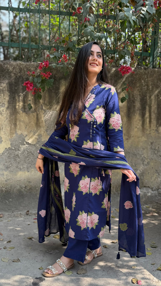 Priya Royal Blue Cotton Suit