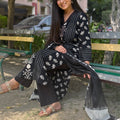 Elena Black Botanical Suit Set