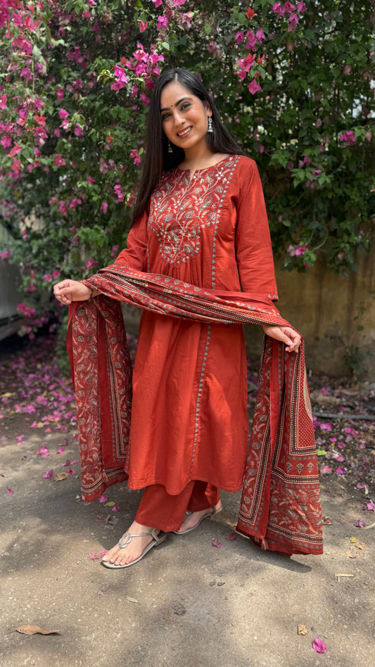 Kashish Rust A-Line Suit