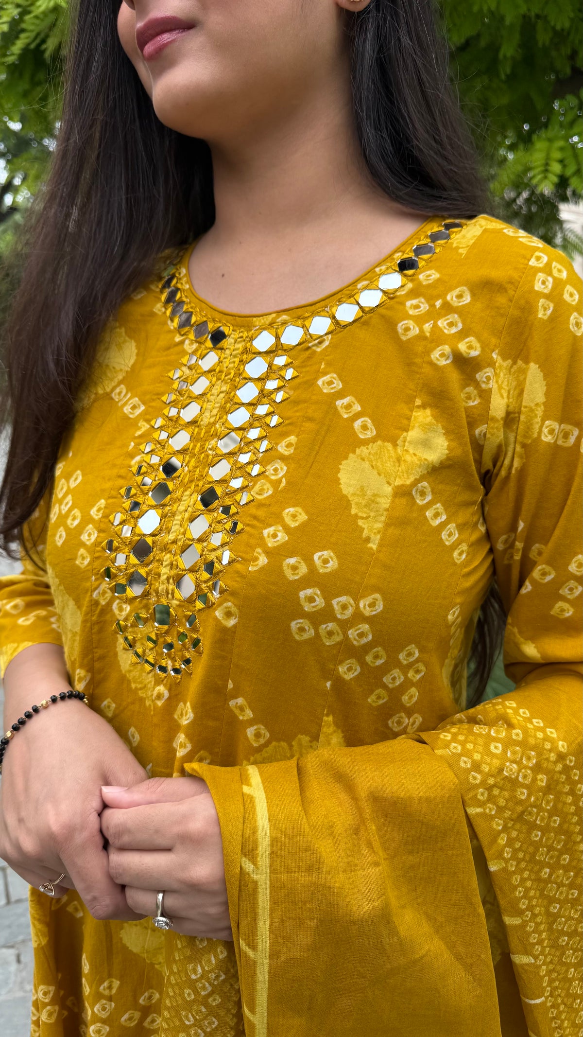 Kavya Mustard Shibori Anarkali Suit