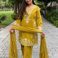 Zoya Mustard Green Farshi Suit