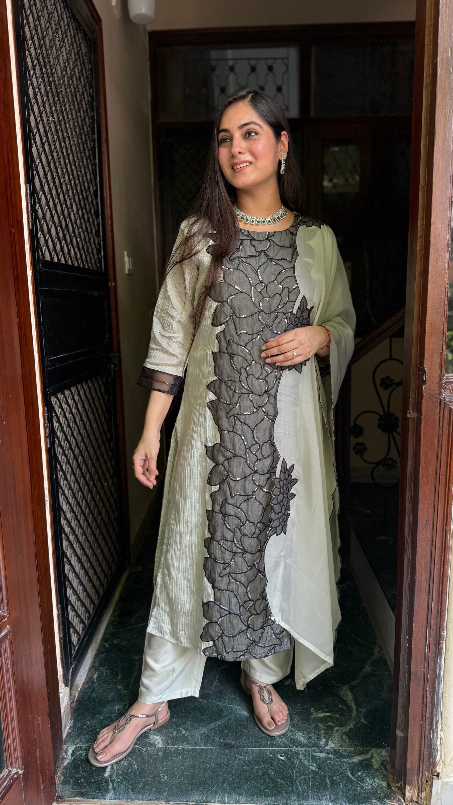 Priya Grey Tissue Suit