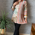 Beige Multi-Print Long Top