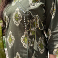 Ikkat Green Wrap-Style Suit Set