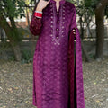 Pooja Plum Velvet Suit