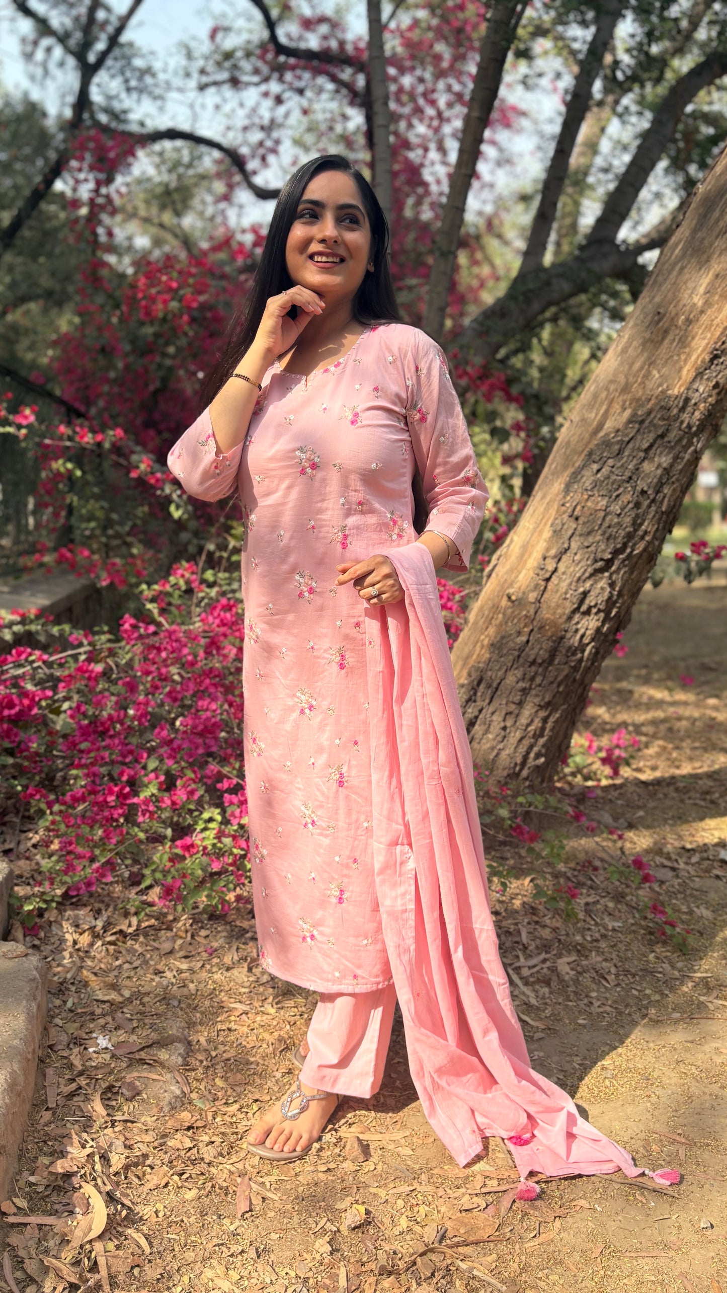 Pastel Bloom Cotton Mulmul Suit