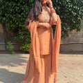 Avika Brown Embroidered Sharara Set