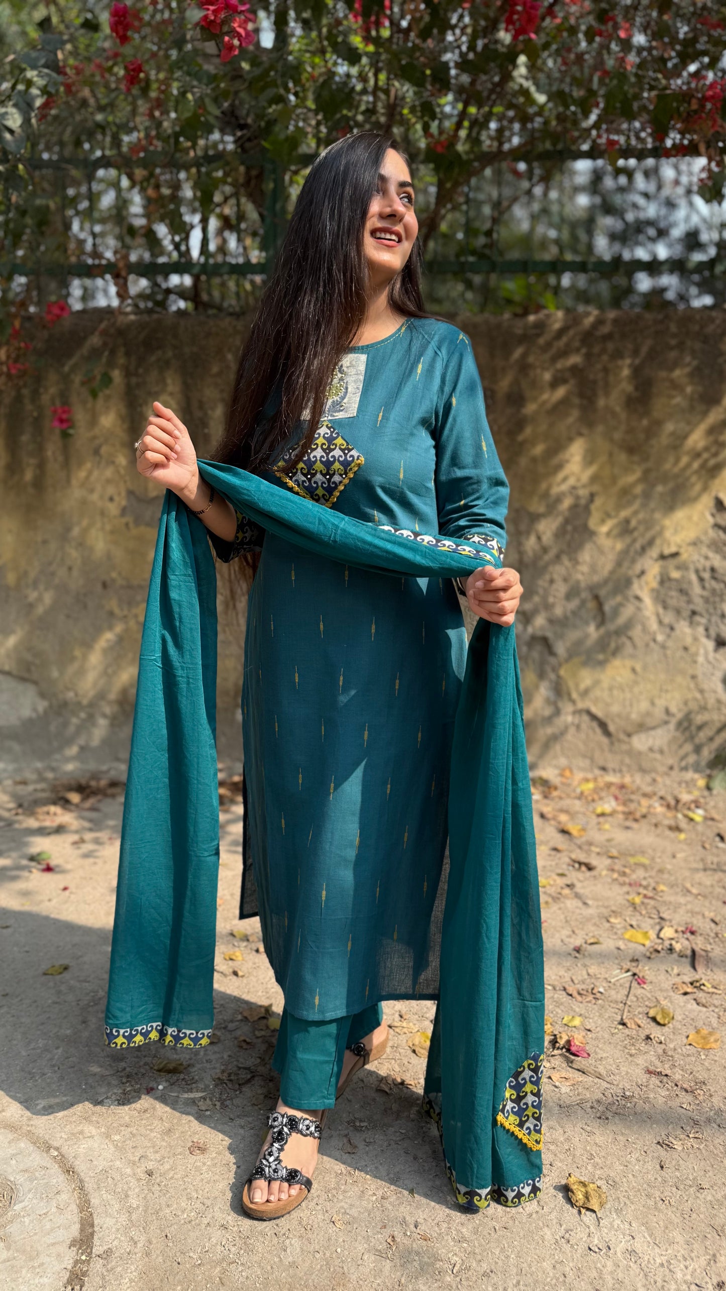 Neha Teal Cotton Suit