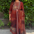 Reet Rust Patchwork Print Suit